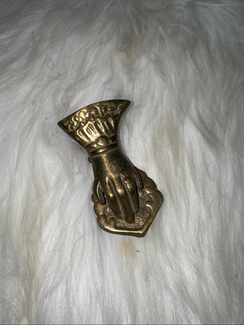 Vintage Brass Metal Victorian Style Wall Hanging Womans Hand Paper Clip 4" Heavy